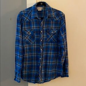 Wrangler pearl snap flannel shirt